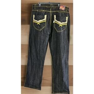 Project Mayhem Jeans Baggy Y2K Embroidered One Pride 38 X 32 Dark Wash Vintage